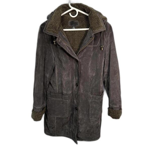 Denver Hayes Chunky Brown Suede Winter Coat Medium - Picture 1 of 4